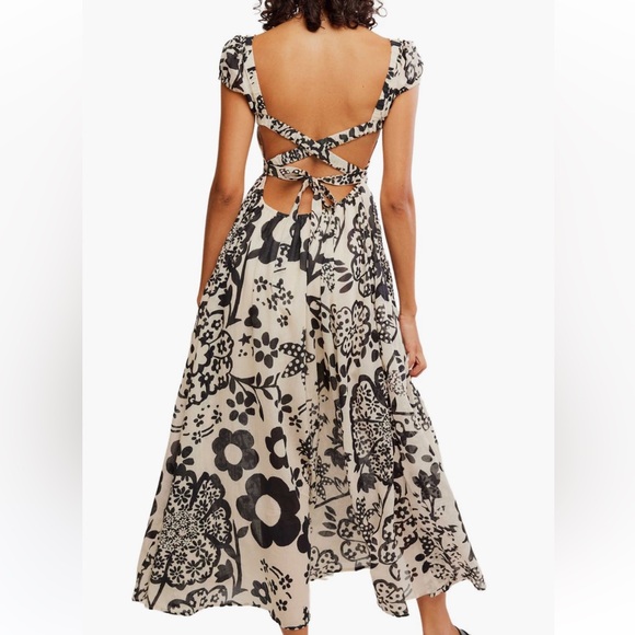 Free People Black and Cream Floral Maxi Dress - Picture 2 of 2